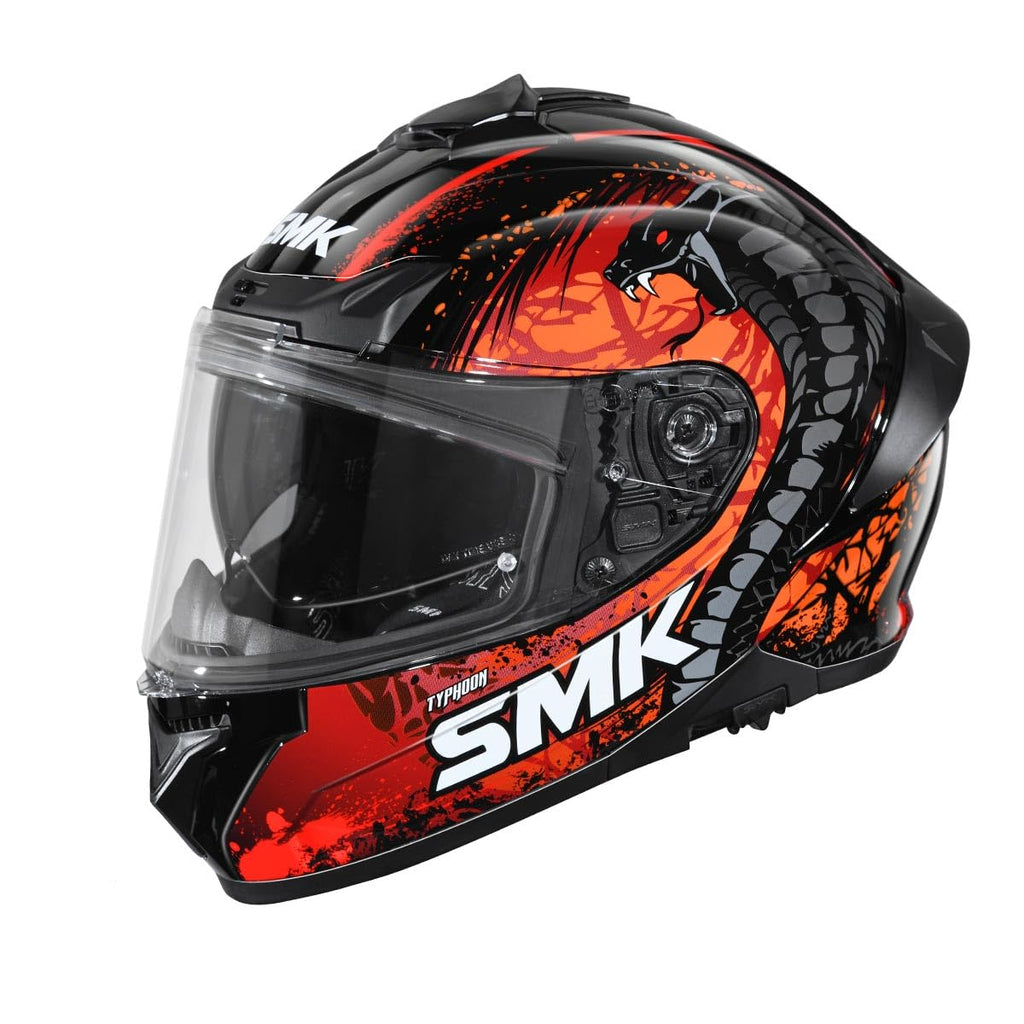 SMK Reptile ISI ECE & DOT Certified Full Face Dual Visor Helmet for Men and Women with Pinlock Fitted Clear Visor and Inner Sun Visor