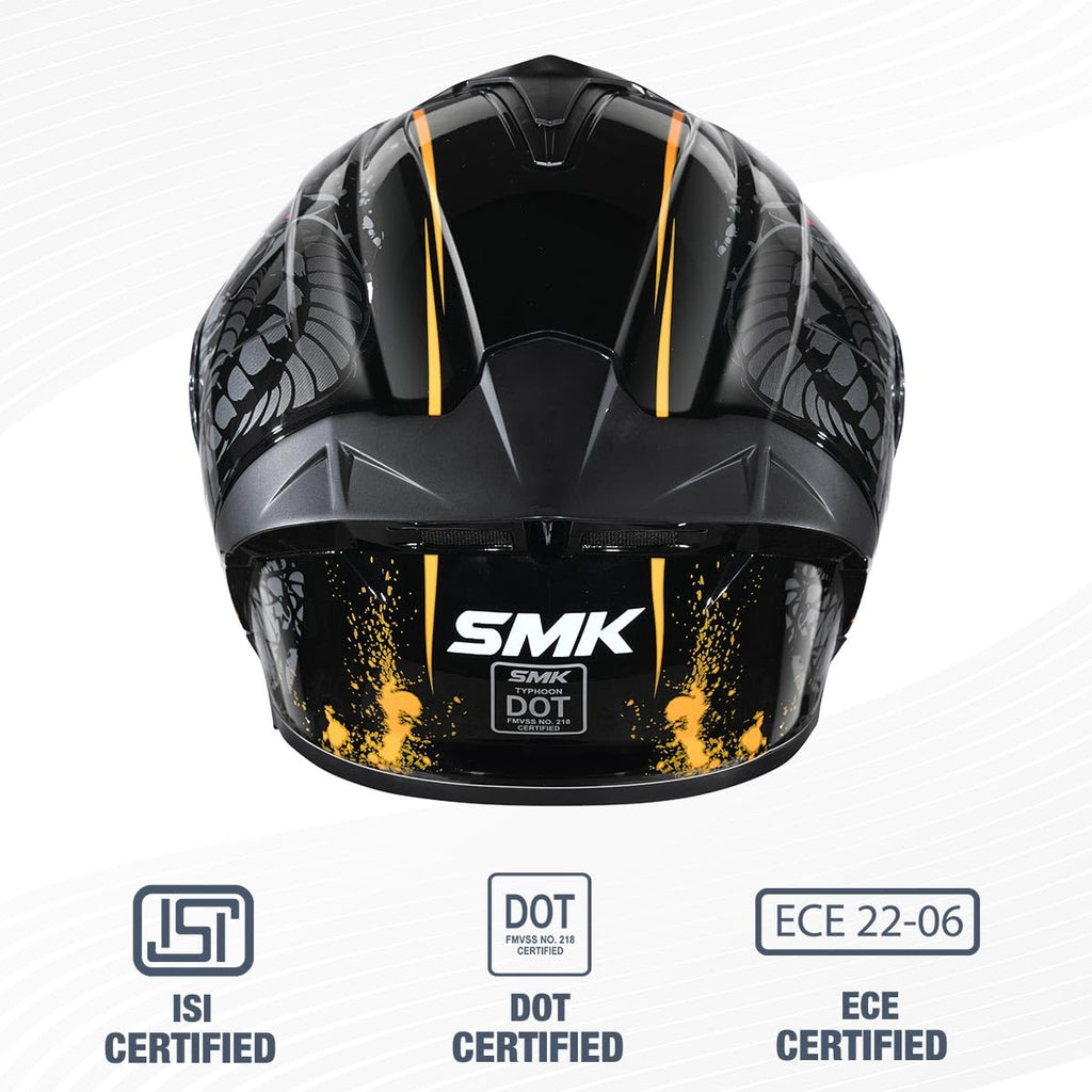 SMK Reptile ISI ECE & DOT Certified Full Face Dual Visor Helmet for Men and Women with Pinlock Fitted Clear Visor and Inner Sun Visor