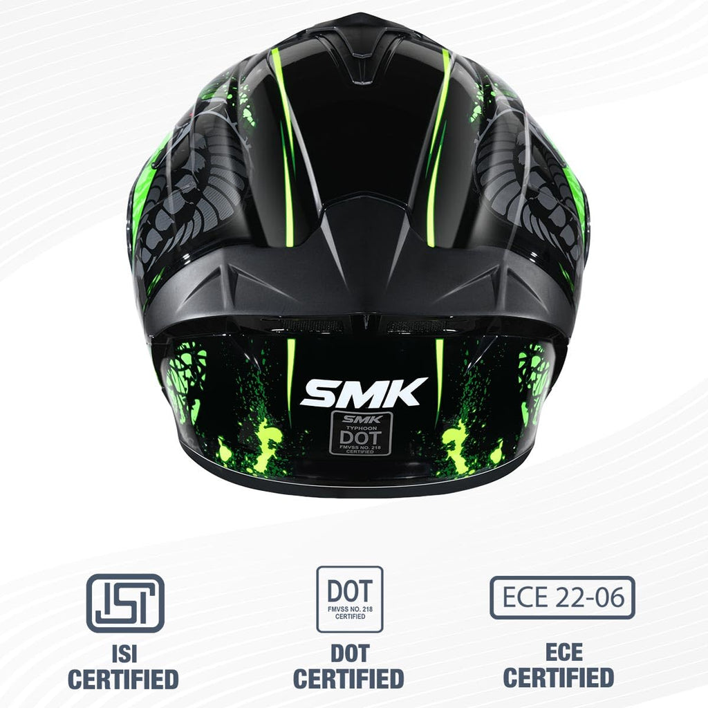 SMK Reptile ISI ECE & DOT Certified Full Face Dual Visor Helmet for Men and Women with Pinlock Fitted Clear Visor and Inner Sun Visor