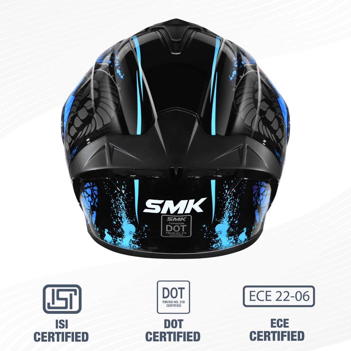 SMK Reptile ISI ECE & DOT Certified Full Face Dual Visor Helmet for Men and Women with Pinlock Fitted Clear Visor and Inner Sun Visor