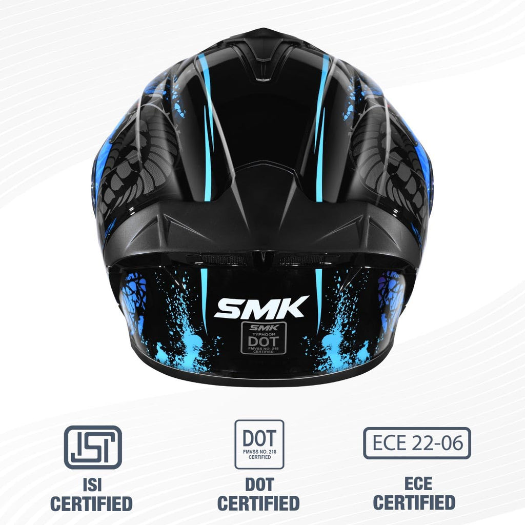 SMK Reptile ISI ECE & DOT Certified Full Face Dual Visor Helmet for Men and Women with Pinlock Fitted Clear Visor and Inner Sun Visor