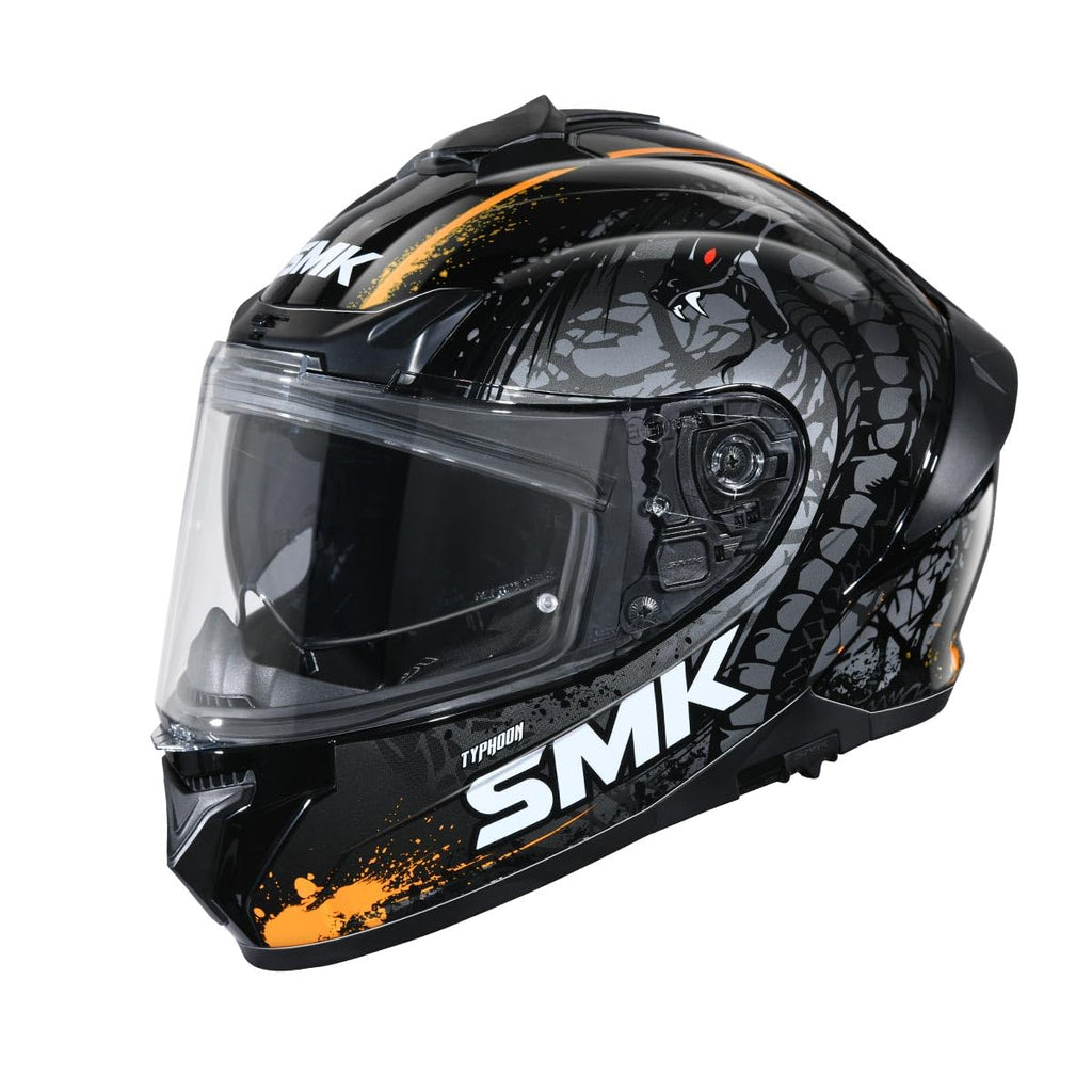 SMK Reptile ISI ECE & DOT Certified Full Face Dual Visor Helmet for Men and Women with Pinlock Fitted Clear Visor and Inner Sun Visor