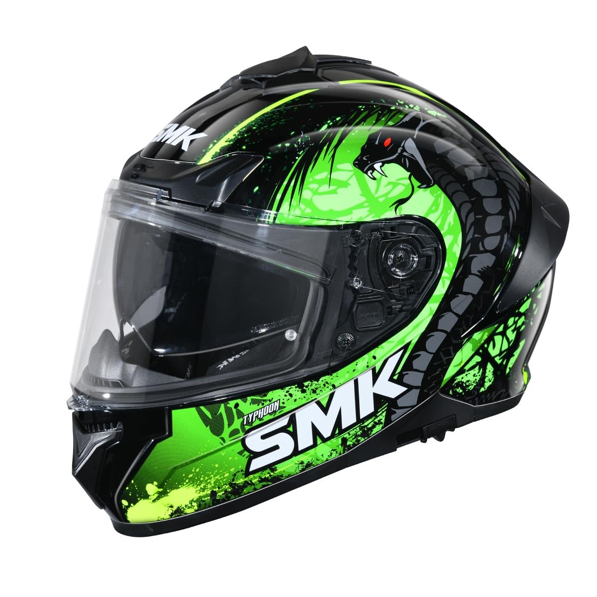 SMK Reptile ISI ECE & DOT Certified Full Face Dual Visor Helmet for Men and Women with Pinlock Fitted Clear Visor and Inner Sun Visor